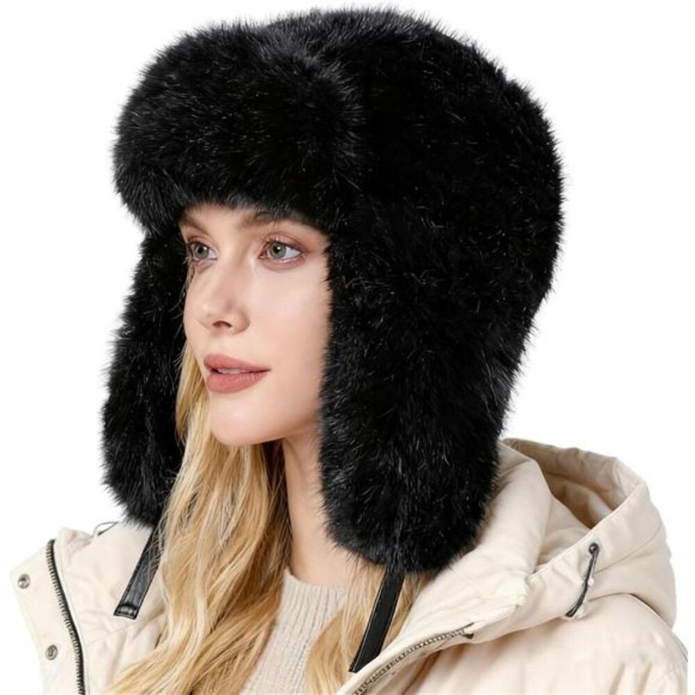 Trapper Hat with Ear Flaps - Winter Russian-Style Fur Pilot Ushanka, Windproof